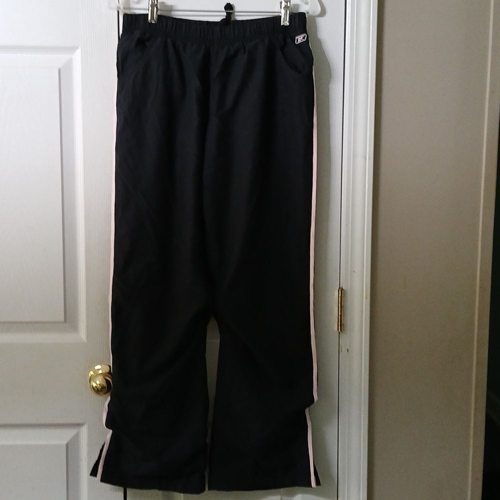 RBX lined black baby pink striped track running workout lounge pants  Sz M